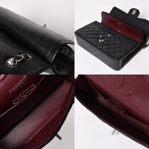 極美品 CHANEL シャネル マトラッセ25 Wフラップ Wチェーンショルダーバッグ 6番台 ラムスキン ココマーク ブラック シルバー金具 中古 4a003645 6