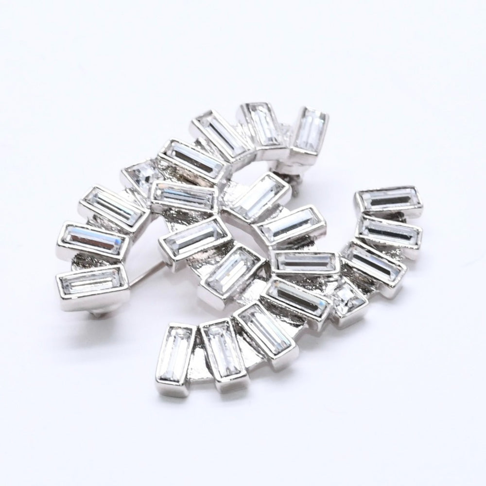 Very good condition CHANEL Coco mark brooch Weight approx. 12.89g 06A stamp Metal Silver Clear Rhinestone Used 4a003148