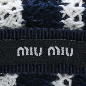 MiuMiu ミュウミュウ クロシェパターンヘッドバンド カチューシャ ヘアバンド トリコロールボーダー柄 クロシェ かぎ針編み 美品 中古 4a001759