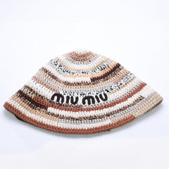 Very good condition MIUMIU Bucket Hat Brown Beige Multicolor 5HC326 Used 4a002779