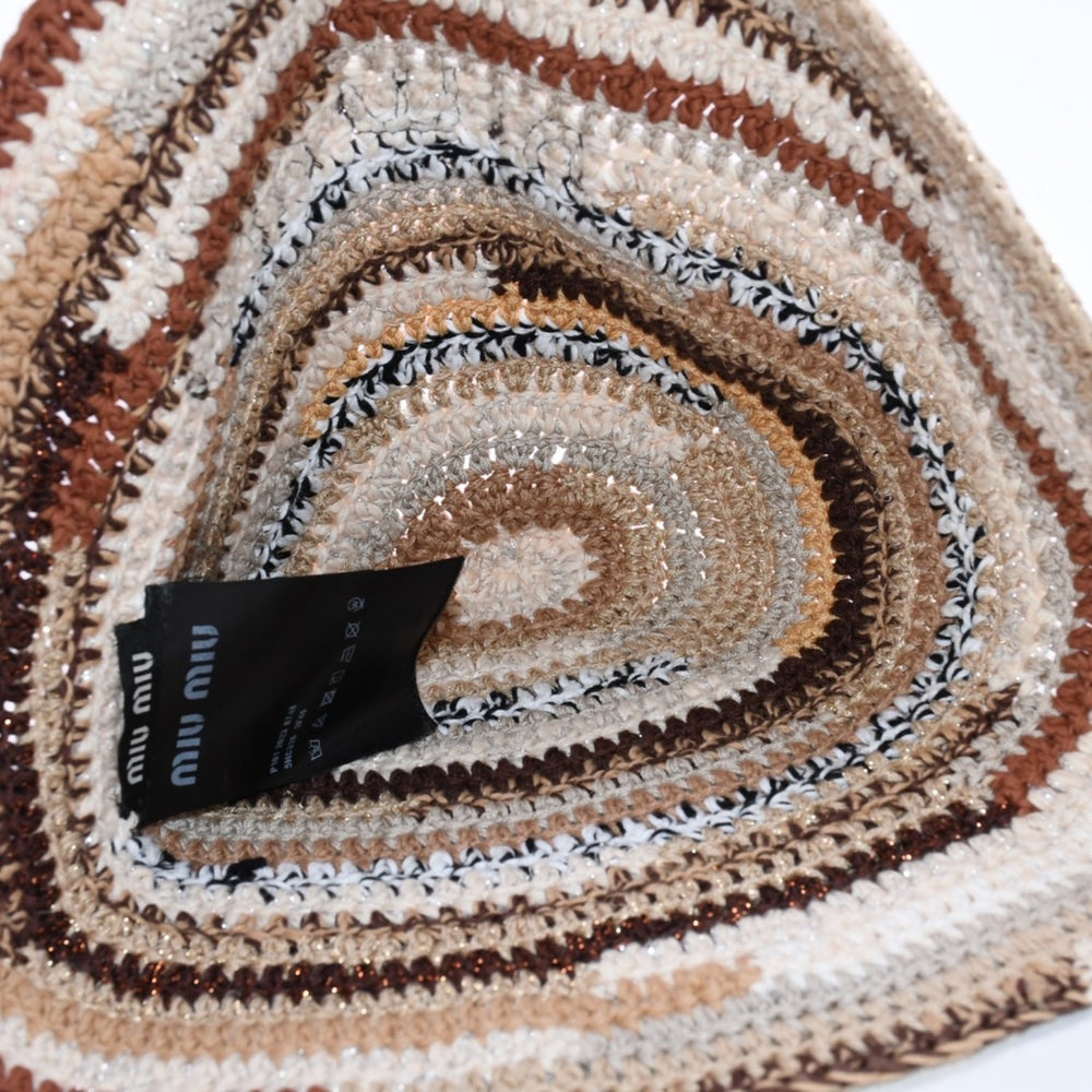 Very good condition MIUMIU Bucket Hat Brown Beige Multicolor 5HC326 Used 4a002779