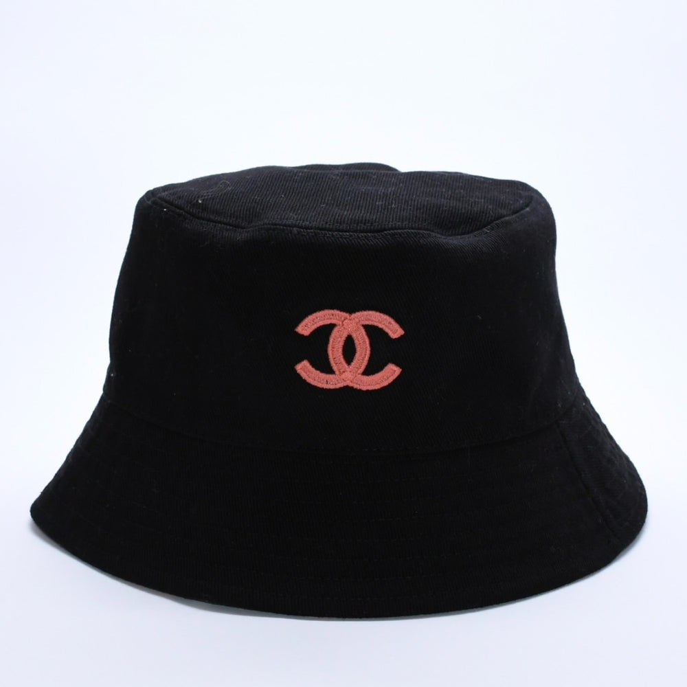 Very good condition CHANEL Cocomark M23A Hat Cotton Black Pink Multicolor Used 4a002780