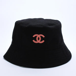 Very good condition CHANEL Cocomark M23A Hat Cotton Black Pink Multicolor Used 4a002780