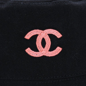 Very good condition CHANEL Cocomark M23A Hat Cotton Black Pink Multicolor Used 4a002780