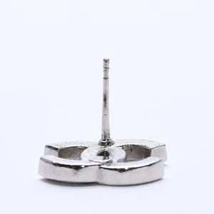 CHANEL Coco Mark Earrings Weight Approx. 2.34g B24V Engraved Rhinestone Silver Black Clear One Ear Good Condition Used 4a003139