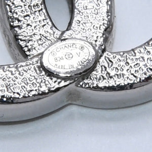 CHANEL Coco Mark Earrings Weight Approx. 2.34g B24V Engraved Rhinestone Silver Black Clear One Ear Good Condition Used 4a003139