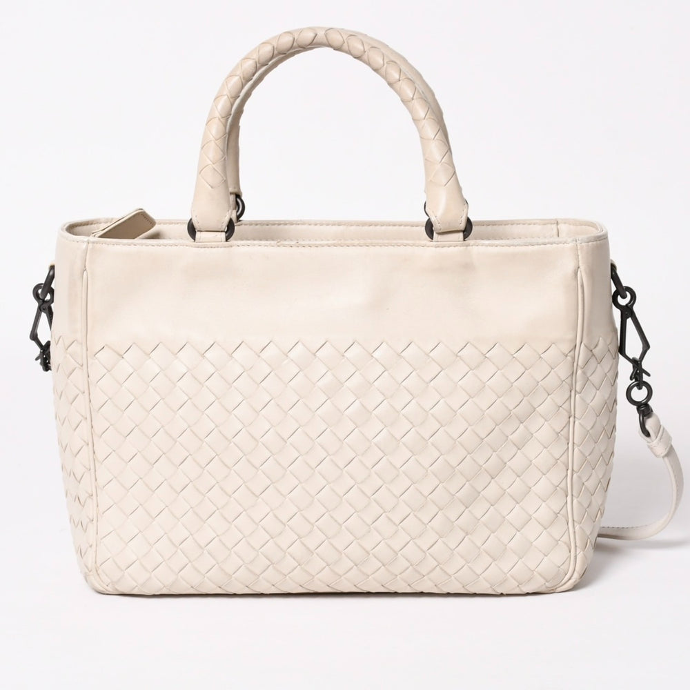 BOTTEGA VENETA ボッテガ ヴェネタ イントレチャート 2WAY バッグ ショルダーバッグ ハンドバッグ オフホワイト ブラック金具 4a003701