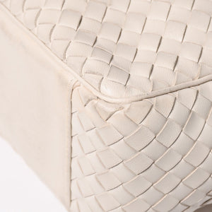 BOTTEGA VENETA Intrecciato 2WAY Bag Shoulder Bag Handbag Off White Black Hardware 4a003701