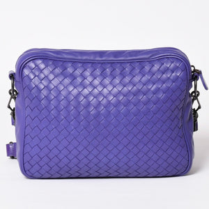 BOTTEGA VENETA Intrecciato Nappa Messenger Shoulder Bag Nappa Leather Lambskin Purple Bronze Silver Hardware Good Condition Used 4a003708