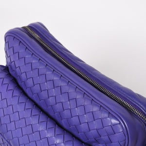 BOTTEGA VENETA Intrecciato Nappa Messenger Shoulder Bag Nappa Leather Lambskin Purple Bronze Silver Hardware Good Condition Used 4a003708