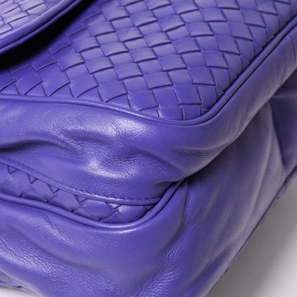 BOTTEGA VENETA Intrecciato Nappa Messenger Shoulder Bag Nappa Leather Lambskin Purple Bronze Silver Hardware Good Condition Used 4a003708
