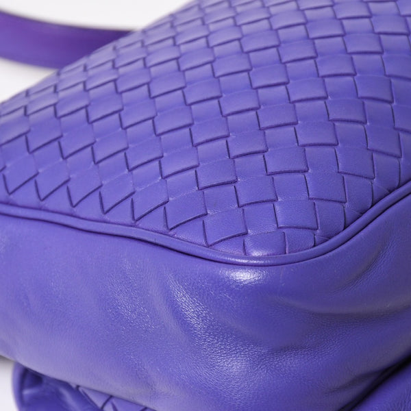 BOTTEGA VENETA Intrecciato Nappa Messenger Shoulder Bag Nappa Leather Lambskin Purple Bronze Silver Hardware Good Condition Used 4a003708