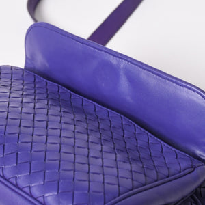 BOTTEGA VENETA Intrecciato Nappa Messenger Shoulder Bag Nappa Leather Lambskin Purple Bronze Silver Hardware Good Condition Used 4a003708