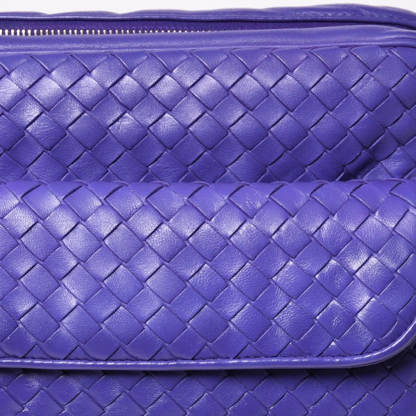 BOTTEGA VENETA Intrecciato Nappa Messenger Shoulder Bag Nappa Leather Lambskin Purple Bronze Silver Hardware Good Condition Used 4a003708