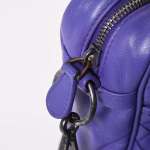BOTTEGA VENETA Intrecciato Nappa Messenger Shoulder Bag Nappa Leather Lambskin Purple Bronze Silver Hardware Good Condition Used 4a003708