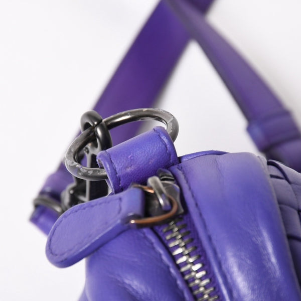 BOTTEGA VENETA Intrecciato Nappa Messenger Shoulder Bag Nappa Leather Lambskin Purple Bronze Silver Hardware Good Condition Used 4a003708