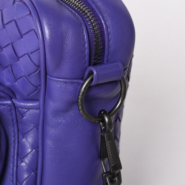 BOTTEGA VENETA Intrecciato Nappa Messenger Shoulder Bag Nappa Leather Lambskin Purple Bronze Silver Hardware Good Condition Used 4a003708