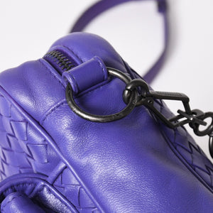 BOTTEGA VENETA Intrecciato Nappa Messenger Shoulder Bag Nappa Leather Lambskin Purple Bronze Silver Hardware Good Condition Used 4a003708