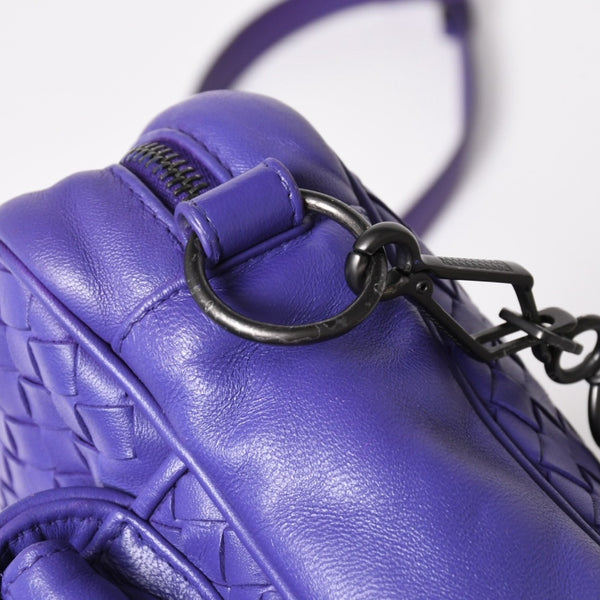 BOTTEGA VENETA Intrecciato Nappa Messenger Shoulder Bag Nappa Leather Lambskin Purple Bronze Silver Hardware Good Condition Used 4a003708