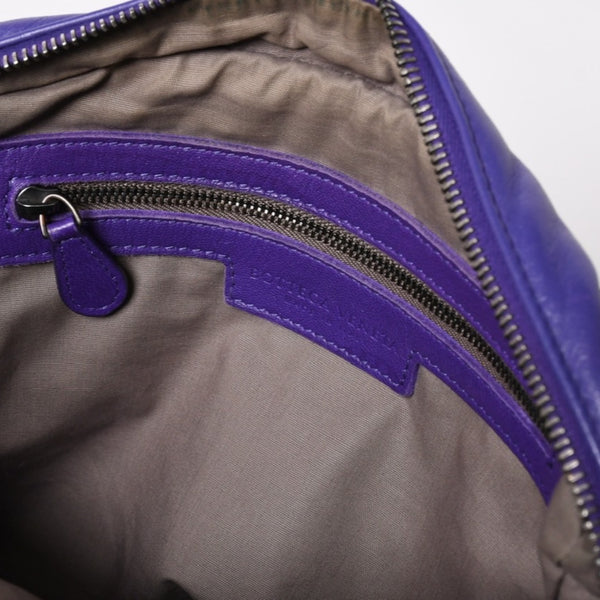BOTTEGA VENETA Intrecciato Nappa Messenger Shoulder Bag Nappa Leather Lambskin Purple Bronze Silver Hardware Good Condition Used 4a003708