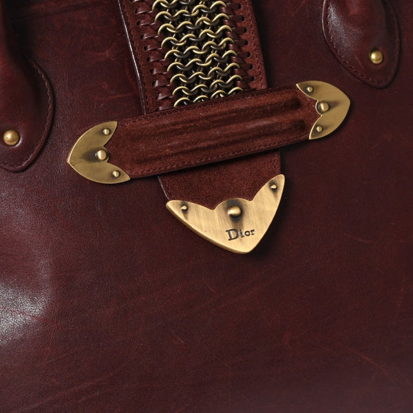 Christian Dior クリスチャンディオール Hand Bag ハンドバッグ バーガンディ ワインレッド 05-MA-0047 マットゴールド金具 美品 中古 4a003654