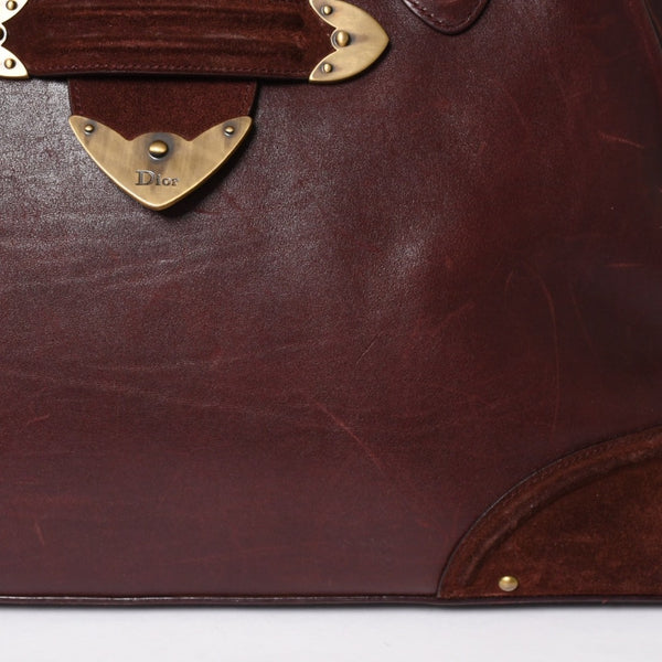 Christian Dior クリスチャンディオール Hand Bag ハンドバッグ バーガンディ ワインレッド 05-MA-0047 マットゴールド金具 美品 中古 4a003654