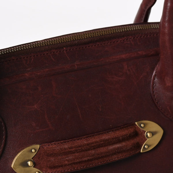 Christian Dior クリスチャンディオール Hand Bag ハンドバッグ バーガンディ ワインレッド 05-MA-0047 マットゴールド金具 美品 中古 4a003654