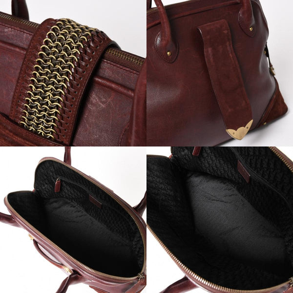 Christian Dior クリスチャンディオール Hand Bag ハンドバッグ バーガンディ ワインレッド 05-MA-0047 マットゴールド金具 美品 中古 4a003654