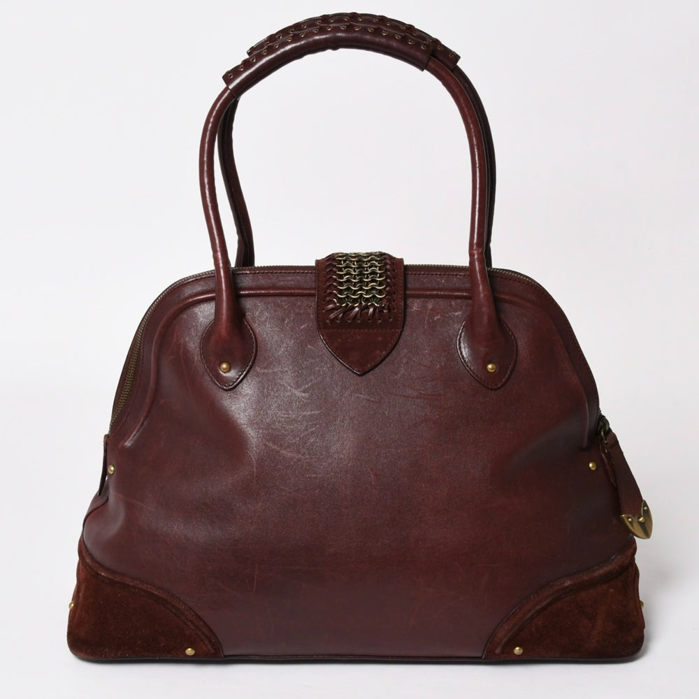 Christian Dior Hand Bag Burgundy Wine Red 05-MA-0047 Matte Gold Hardware Good Condition Used 4a003654