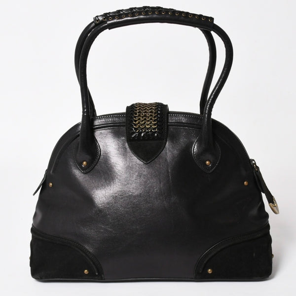Christian Dior Jeanne Handbag 05-MA-0067 Calf Leather Suede Galliano Period Metal Plate Studs Gold Hardware Good Condition Used 4a003653