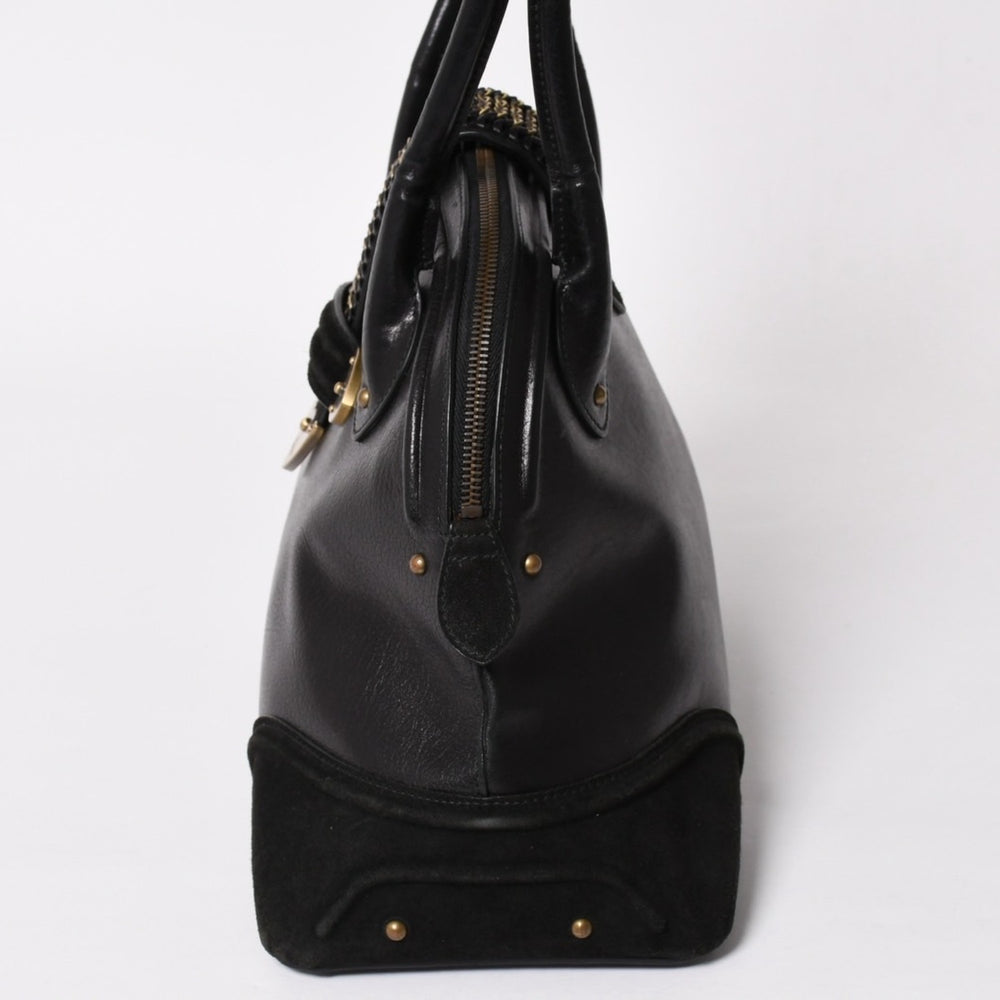 Christian Dior Jeanne Handbag 05-MA-0067 Calf Leather Suede Galliano Period Metal Plate Studs Gold Hardware Good Condition Used 4a003653