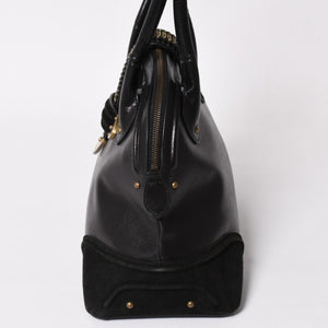 Christian Dior Jeanne Handbag 05-MA-0067 Calf Leather Suede Galliano Period Metal Plate Studs Gold Hardware Good Condition Used 4a003653