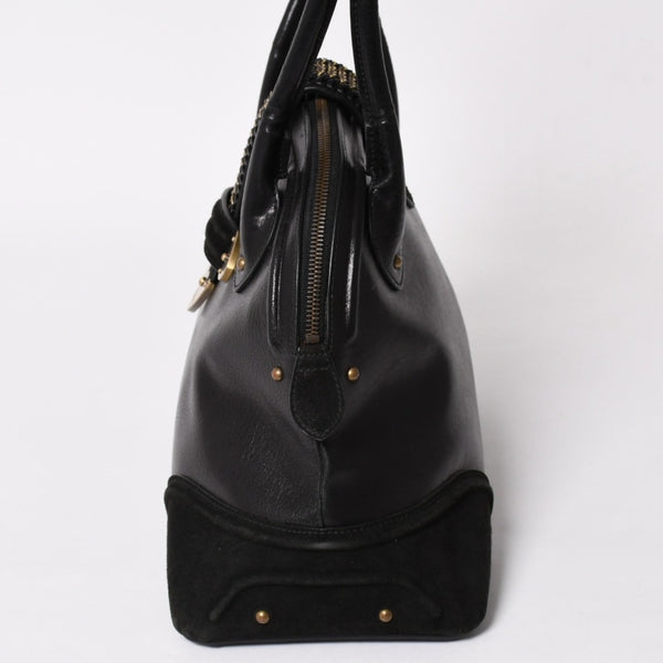 Christian Dior Jeanne Handbag 05-MA-0067 Calf Leather Suede Galliano Period Metal Plate Studs Gold Hardware Good Condition Used 4a003653