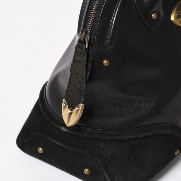 Christian Dior Jeanne Handbag 05-MA-0067 Calf Leather Suede Galliano Period Metal Plate Studs Gold Hardware Good Condition Used 4a003653