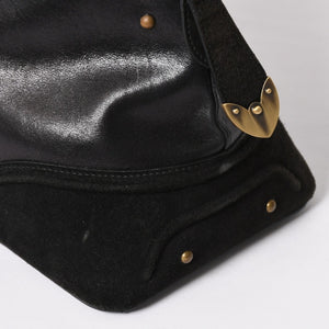 Christian Dior Jeanne Handbag 05-MA-0067 Calf Leather Suede Galliano Period Metal Plate Studs Gold Hardware Good Condition Used 4a003653