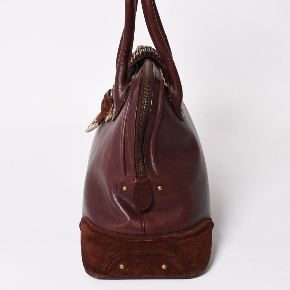Christian Dior Hand Bag Burgundy Wine Red 05-MA-0047 Matte Gold Hardware Good Condition Used 4a003654
