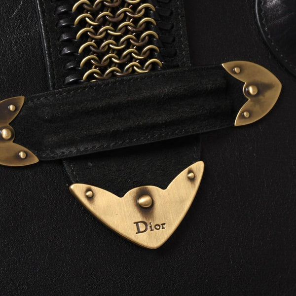 Christian Dior Jeanne Handbag 05-MA-0067 Calf Leather Suede Galliano Period Metal Plate Studs Gold Hardware Good Condition Used 4a003653