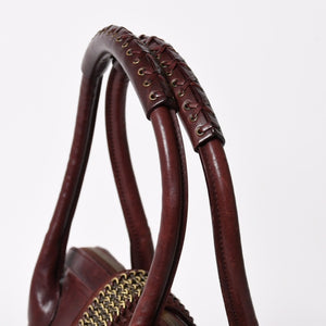 Christian Dior クリスチャンディオール Hand Bag ハンドバッグ バーガンディ ワインレッド 05-MA-0047 マットゴールド金具 美品 中古 4a003654