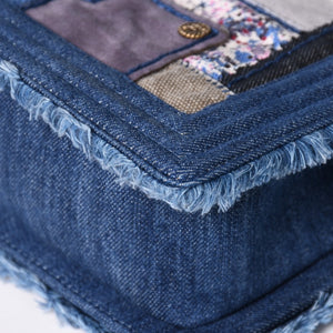 CHANEL Boy Chanel Patchwork Denim Chain Shoulder Bag No. 21 A92867 Indigo Blue Coco Mark Gold Hardware Good Condition Used 4a003660