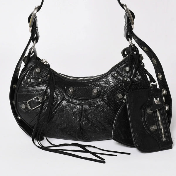 Very good condition BALENCIAGA Balenciaga shoulder bag Le cagole black 671309 used 4a003814