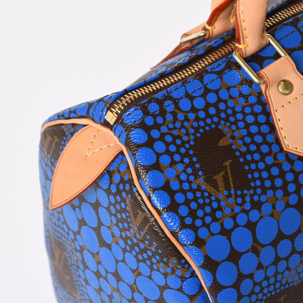 極美品 LOUIS VUITTON ルイヴィトン スピーディ30 ハンドバッグ M40691 モノグラム パンプキンドット 草間彌生 ブルー 中古 4a003662