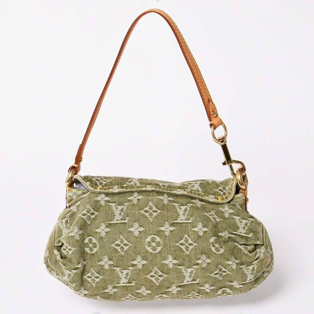 Very Good Condition LOUIS VUITTON Mini Pretty One Shoulder Bag M95217 Monogram Denim Khaki Gold Hardware Used 4a003584