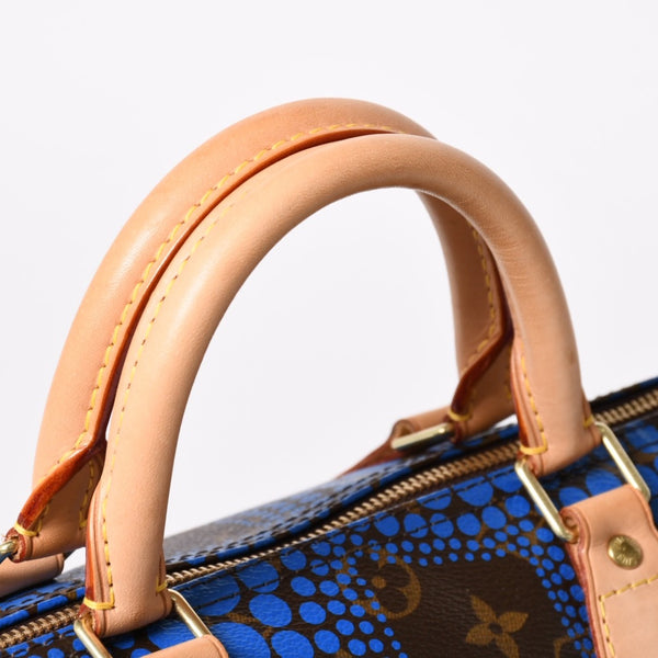 極美品 LOUIS VUITTON ルイヴィトン スピーディ30 ハンドバッグ M40691 モノグラム パンプキンドット 草間彌生 ブルー 中古 4a003662