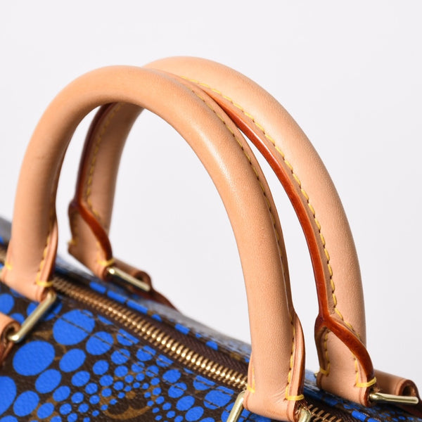 極美品 LOUIS VUITTON ルイヴィトン スピーディ30 ハンドバッグ M40691 モノグラム パンプキンドット 草間彌生 ブルー 中古 4a003662