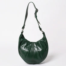 Load image into Gallery viewer, SAINT LAURENT サンローラン リヴゴーシュ レザー ホーボーショルダーバッグ トムフォード期 プリーツ加工 グリーン 120436 シルバー金具 美品 中古 4a003520