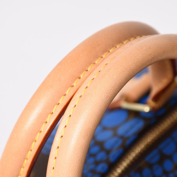 極美品 LOUIS VUITTON ルイヴィトン スピーディ30 ハンドバッグ M40691 モノグラム パンプキンドット 草間彌生 ブルー 中古 4a003662