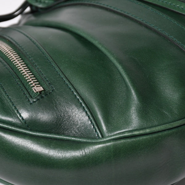 SAINT LAURENT サンローラン リヴゴーシュ レザー ホーボーショルダーバッグ トムフォード期 プリーツ加工 グリーン 120436 シルバー金具 美品 中古 4a003520