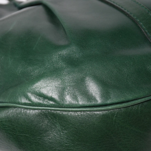 SAINT LAURENT サンローラン リヴゴーシュ レザー ホーボーショルダーバッグ トムフォード期 プリーツ加工 グリーン 120436 シルバー金具 美品 中古 4a003520