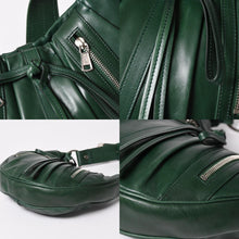 Load image into Gallery viewer, SAINT LAURENT サンローラン リヴゴーシュ レザー ホーボーショルダーバッグ トムフォード期 プリーツ加工 グリーン 120436 シルバー金具 美品 中古 4a003520