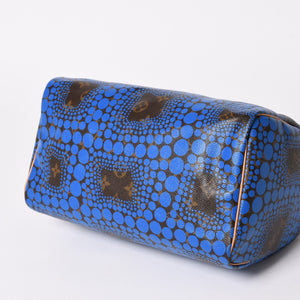 極美品 LOUIS VUITTON ルイヴィトン スピーディ30 ハンドバッグ M40691 モノグラム パンプキンドット 草間彌生 ブルー 中古 4a003662